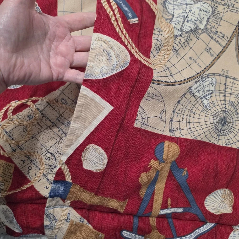 Vintage This End Up Nautical Pillow Shams Ships Maps Coastal ONLY ONE